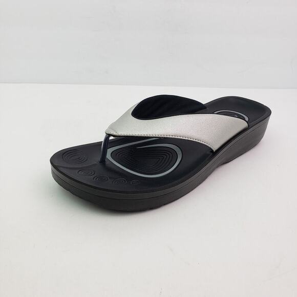 Aerothotic Pearly Fume Womens Size EU 39 US 8 Black Silver Flip Flop Sandals - Picture 2 of 11